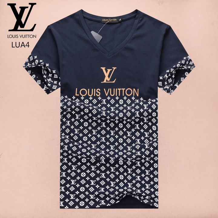 Louis Vuitton V-neck men T-shirts-LV010A
